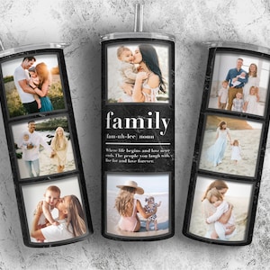 Fügen Sie eigenes Foto hinzu Tumbler Template PNG Photo Sublimation Tumbler Designs, Photo Collage Template Tumbler 20oz Skinny - Familienfotogeschenk
