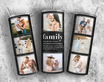 Fügen Sie eigenes Foto hinzu Tumbler Template PNG Photo Sublimation Tumbler Designs, Photo Collage Template Tumbler 20oz Skinny - Familienfotogeschenk