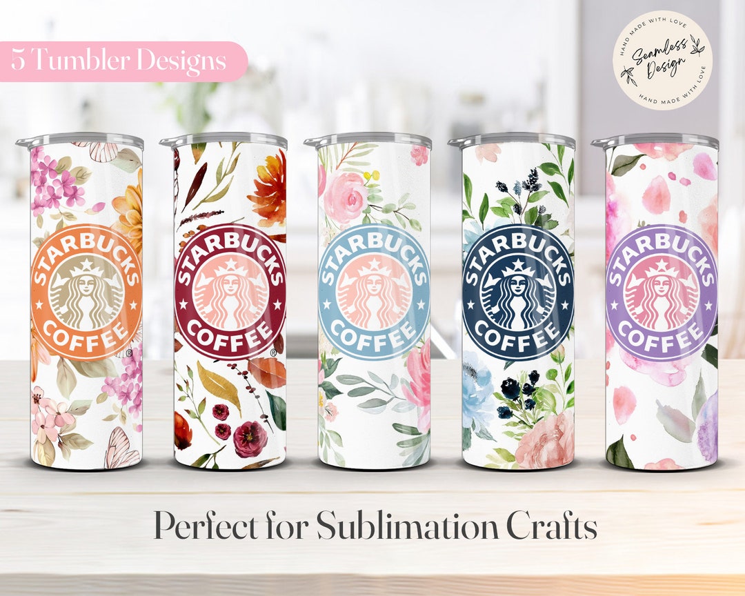 Starbucks Floral Tumbler Sublimation Designs Watercolor Flower Skinny