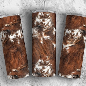 Cowhide Tumbler Wrap, Cowgirl Sublimation Tumbler Design, Cow Fur Print 20oz Skinny Tumbler Design Sublimation Templates, PNG Files