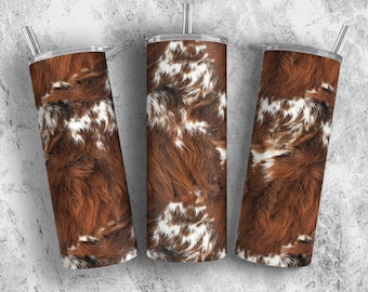 Kuhfell Tumbler Wrap, Cowgirl Sublimationsbecher Design, Kuhfell Druck 20 Unzen Skinny Tumbler Design Sublimationsvorlagen, PNG-Dateien