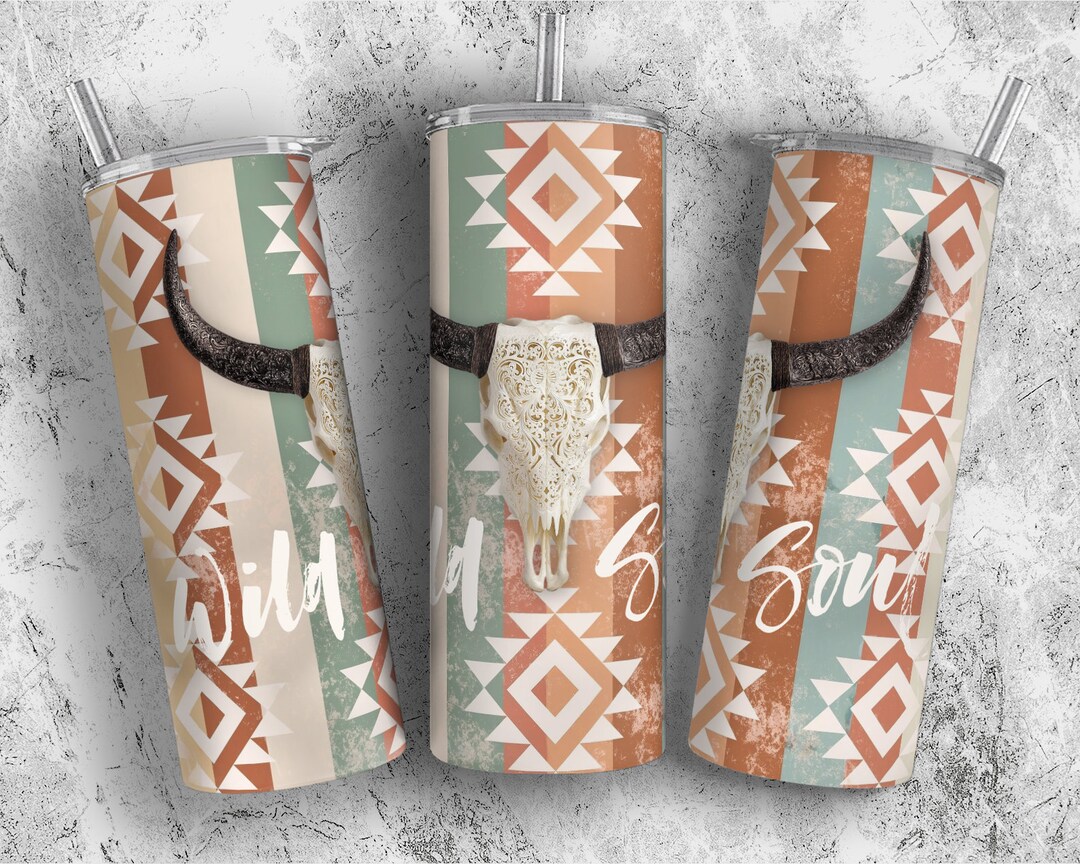 Wild Soul Boho 20 Oz Skinny Tumbler Sublimation Design, Bohemian ...