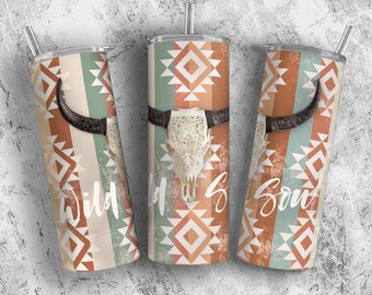 Wilde Seele Boho 20 Unze Skinny Tumbler Sublimationsdesign, Boho Tumbler Wrap Digitaler Download PNG, Straight & Tapered Tumbler Designs