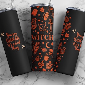 Funny Halloween Tumbler Wrap, Witch tumbler wrap, 20 oz Skinny Tumbler, Halloween Sublimation, Digital Download, PNG Designs for Sublimation