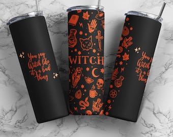 Lustige Halloween Tumbler Wrap, Hexe Tumbler Wrap, 20 Unzen Skinny Tumbler, Halloween Sublimation, digitaler Download, PNG Designs für die Sublimation