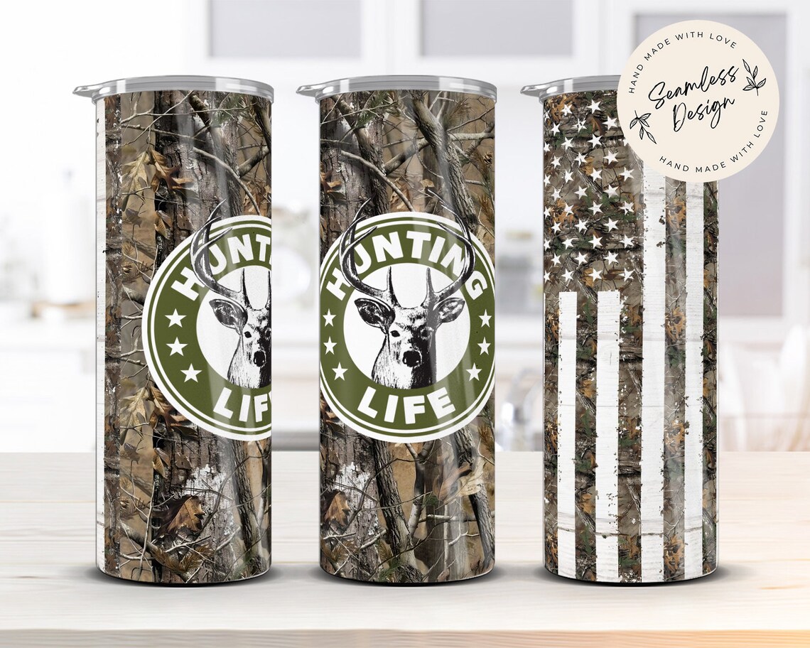Hunting Life Tumbler Design Wrap, Deer Hunting 20oz Skinny Tumbler ...