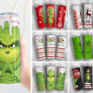 6 Christmas Tumbler Sublimation Designs | 20oz Skinny Tumbler Bundle Wrap, Cartoon Funny Christmas Design Tumbler PNG Bundle Digital