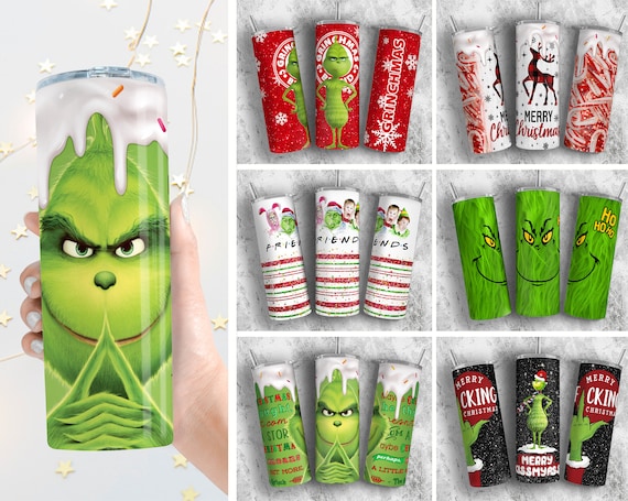 6 Christmas Tumbler Sublimation Designs | 20oz Skinny Tumbler Bundle Wrap, Cartoon Funny Christmas Design Tumbler PNG Bundle Digital