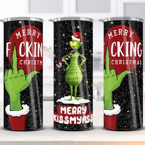 6 Christmas Tumbler Sublimation Designs | 20oz Skinny Tumbler Bundle Wrap, Cartoon Funny Christmas Design Tumbler PNG Bundle Digital image 6