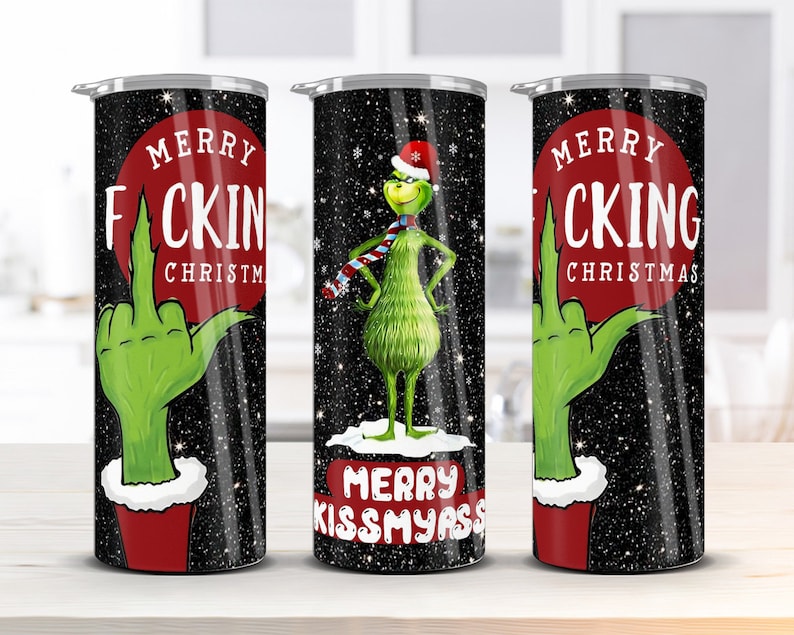 6 Christmas Tumbler Sublimation Designs | 20oz Skinny Tumbler Bundle Wrap, Cartoon Funny Christmas Design Tumbler PNG Bundle Digital image 6