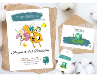 Editable Adventure time Birthday Invitation, Adventure Time Birthday, Adventure Time Party