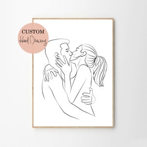 Custom one Line Drawing, Line Art, Family Portrait, Couple Portrait From Photo, Faceless Portrait, Christmas Gift, Wedding Gift,GIFT FOR HER