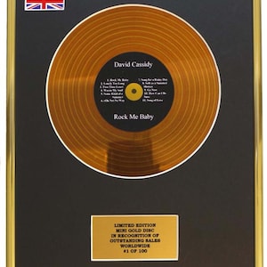 DAVID CASSIDY / mini metal gold disc display/ limited edition/ coa/ Rock Me Baby