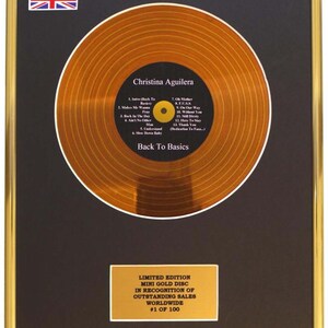 CHRISTINA AGUILERA / mini metal gold disc display/ limited edition/ coa/ Back To Basics