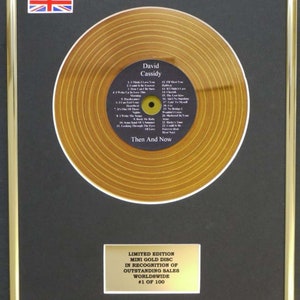 DAVID CASSIDY / mini metal gold disc display/ limited edition/ coa/ Then And Now