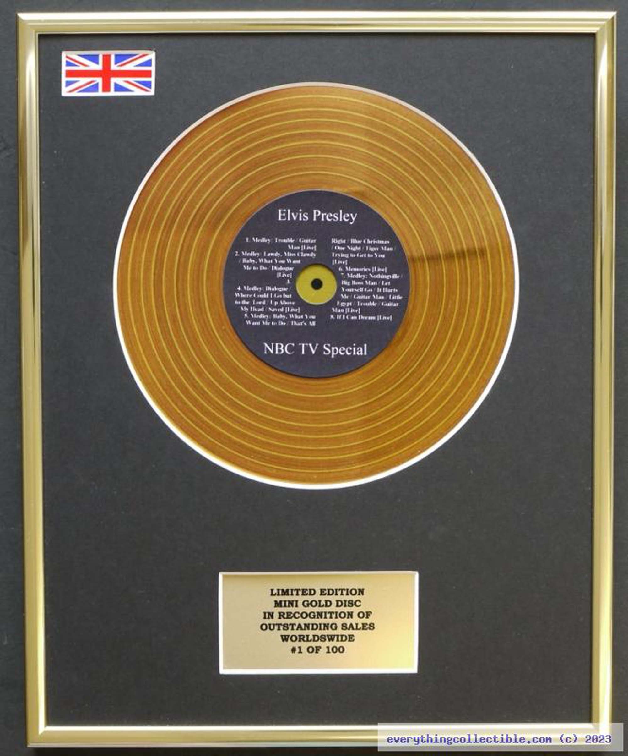 ELVIS PRESLEY / Mini Metal Gold Disc Display/ Limited Edition/ Coa 