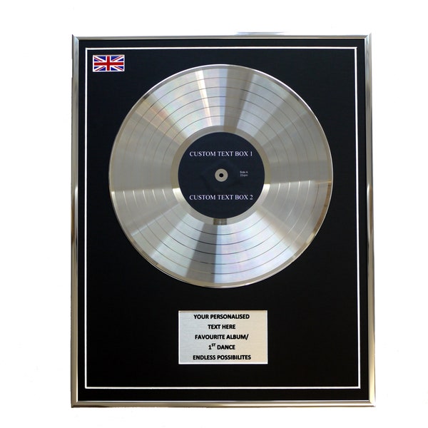 Personalised Platinum Record Display - For Any Occasion - Celebrate your Favourite Artist/s or Celebrate a Special Anniversary