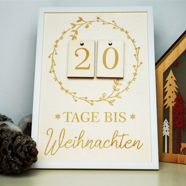 Christmas calendar days until Christmas, Christmas decoration, decoration in winter, countdown, calendar made of wood with numbers, elves, Advent