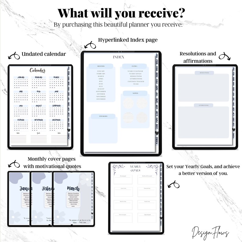 2023 Digital Planner, Digital Planner, Minimal Hyperlinked Planner for