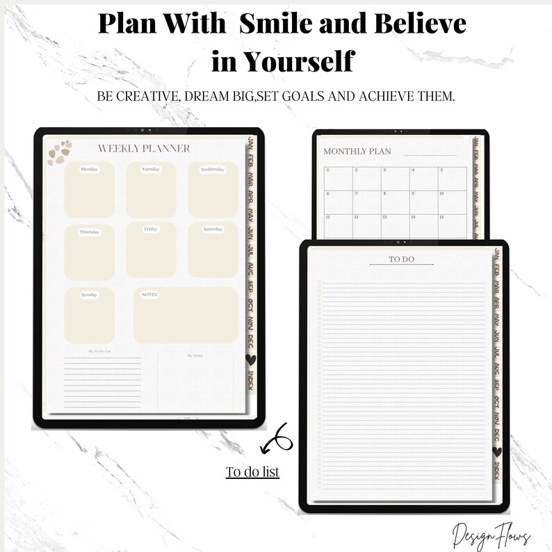 2023 Digital Planner, Digital Planner, Minimal Hyperlinked Planner for