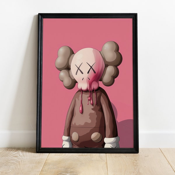 Pink Kaws Poster, Kaws Figure, DIGITAL DOWNLOAD, Designer Wall Art, Hypebeast Kaws Digital Print, Kaws Wall Art, Kaws Poster Print