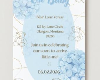 Boy Baby Shower Invitation Template – Editable in Canva Pro