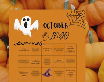 Instant Download |  October | Festive | Halloween |  Printable Bingo Card