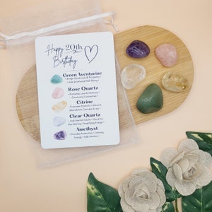 20th Birthday Gift Crystals For Her Birthday Gift For Adult Gemstone Set with Info Card Gifts For Girls Special Twenty Custom Gift