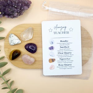 Teacher Gift Crystals, Thank You Teacher Gift Set, Crystals School Leaver Present End Of Year Gift Unique Amazing Teacher Gemstone Gifts