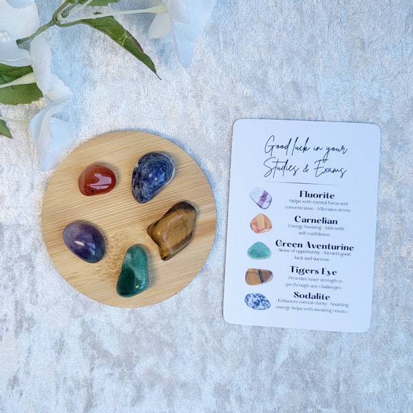 Exams and Studies Crystals • Crystal Healing Pack For Focus & Good Luck during Studying • Natural Crystal Gemstones Gift Set •
