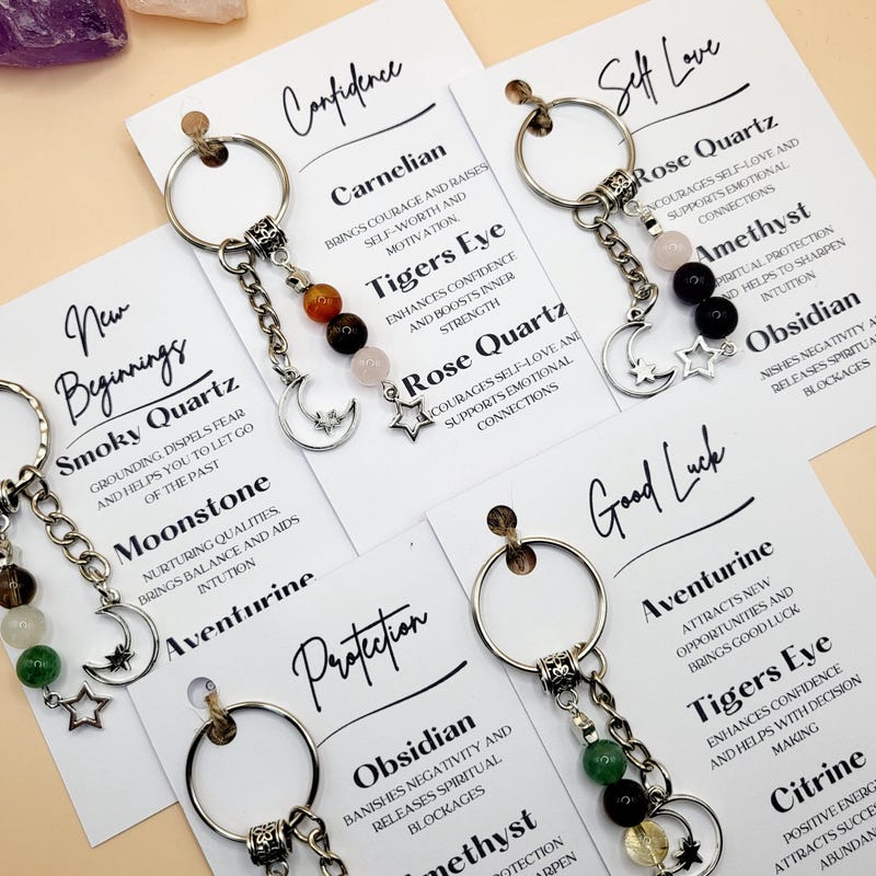 Gemstone Keychain - Etsy
