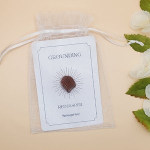 Grounding Crystal Affirmation Card Red Jasper Tumble Stone • Pocket Stone • Inspiring Gemstone Gift • Meditation Aid