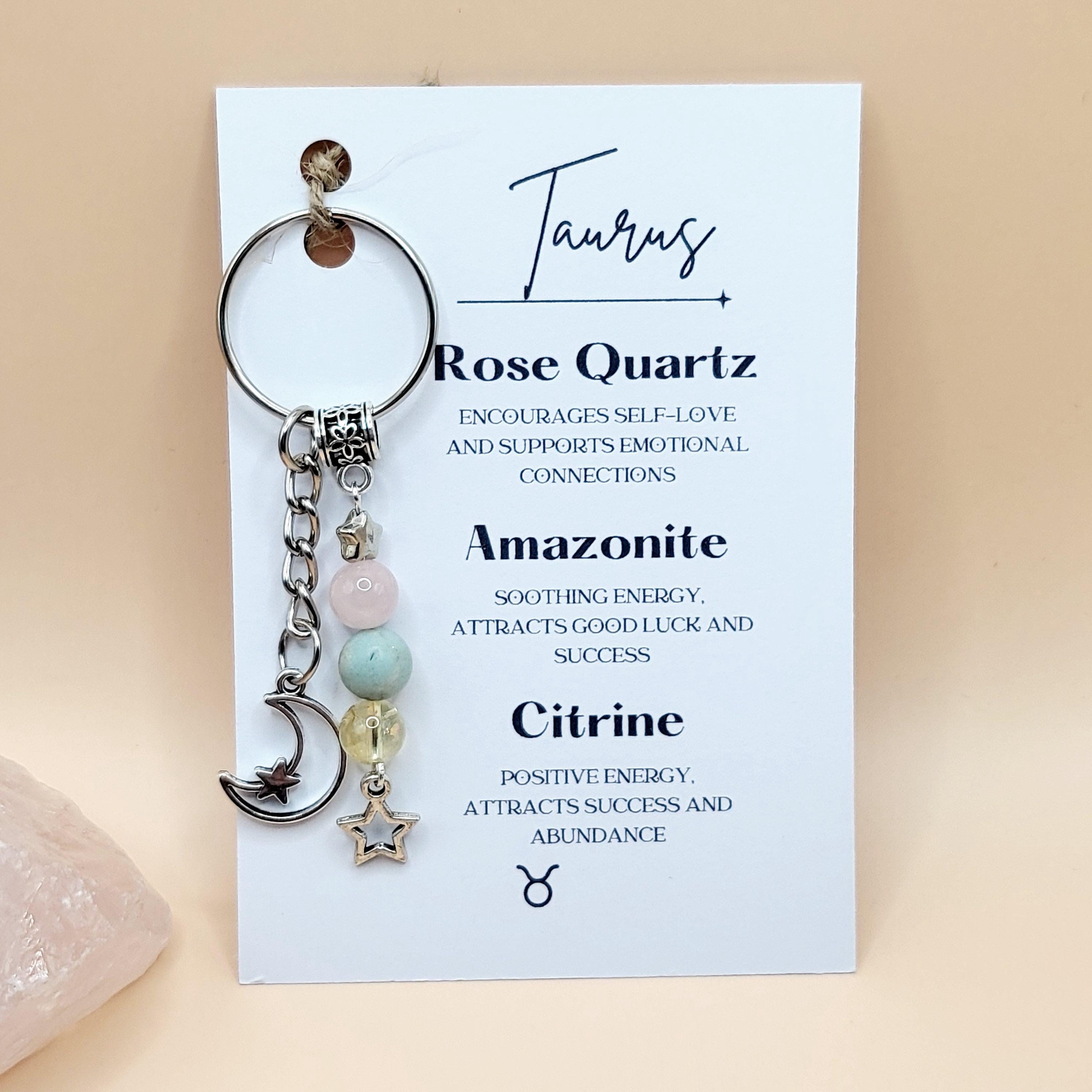 Taurus Zodiac Crystal Keyring, Star Sign Crystal Gift For Her / Him Christmas Gift Keychain Birthday Gift, Birthstone Keyring