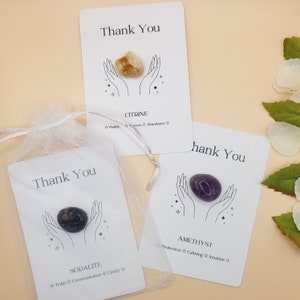 Thank You Crystal Card Pocket Hug Rock Gift Keepsake Present Unique Gemstone Gift For Him or Her Natural Stone Bulk Teachers or Colleague