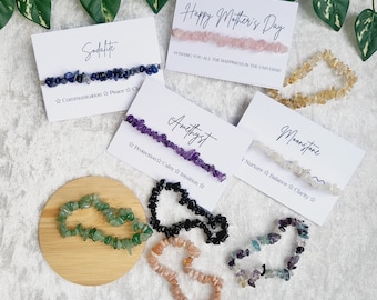 Muttertags Kristall-Chip-Armband • Geschenke für Mama • Edelstein Schmuck Geschenke für sie • Budget-freundliches Muttertagsgeschenk •