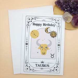 Taurus Birthday Card / Zodiac Card For Birthday, Tarot Design, Star Sign Card, Unique Card, Astrology Card, Horoscope Card, Constellation