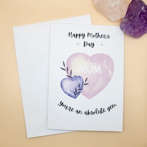 Muttertagskarte/Grußkarte für Mama zum Muttertag, Karte für Mama, einzigartiges handgefertigtes Design für sie, Diamanté-Details, du bist ein Juwel