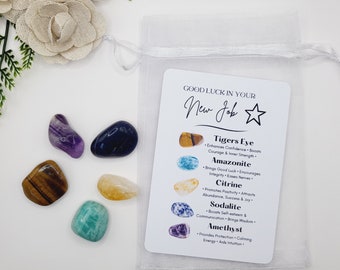New Job Crystal Gift Set,  Good Luck, New Beginnings Stones For Him or Her, Good Luck in Your New Job Gemstones Gift