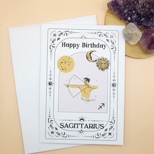 Sagittarius Birthday Card / Zodiac Card For Birthday, Tarot Design, Star Sign Card, Unique Card, Astrology Card, Horoscope Card, Constellati
