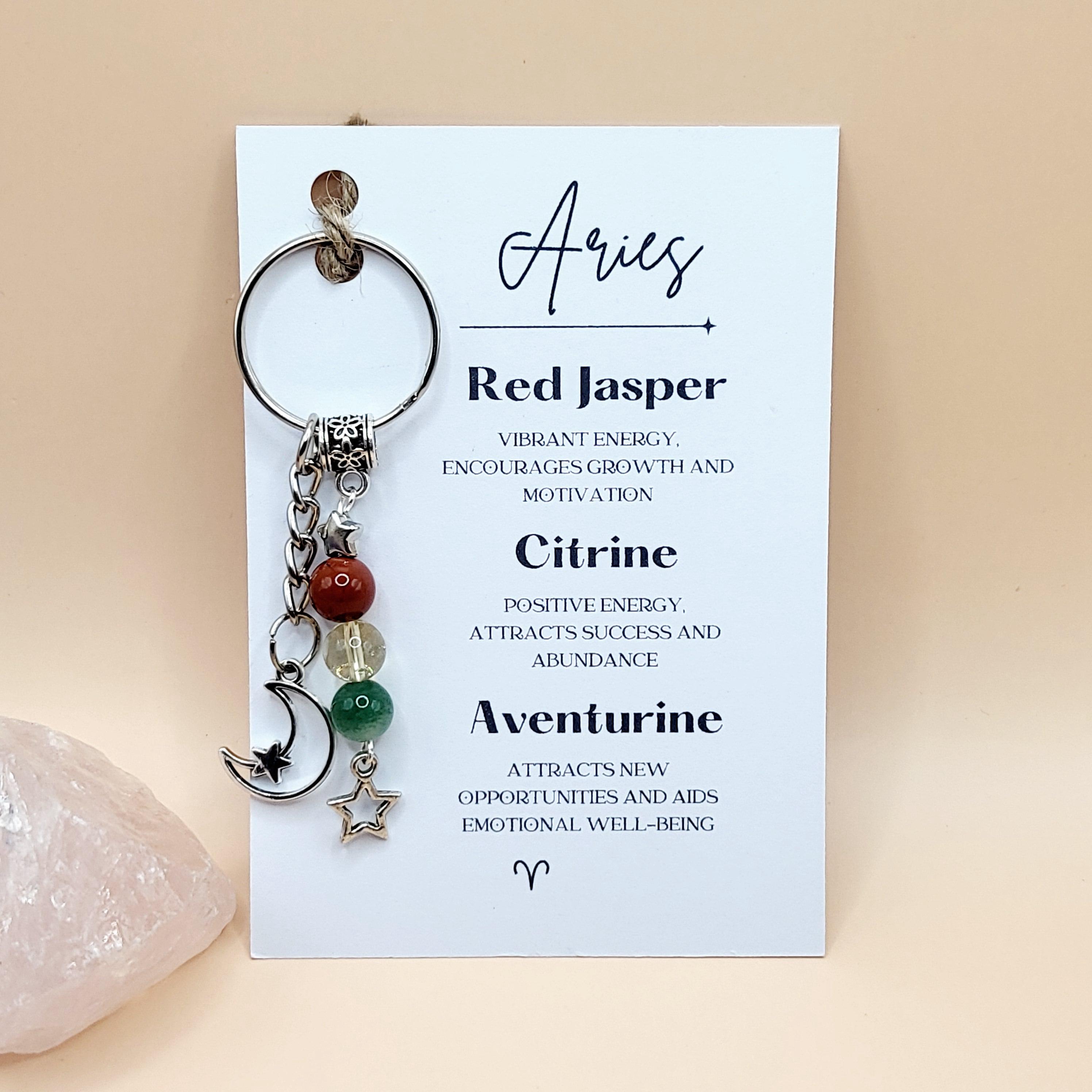 Aries Zodiac Crystal Keyring, Star Sign Crystal Gift For Her / Him Christmas Gift Keychain Birthday Gift, Birthstone Keyring