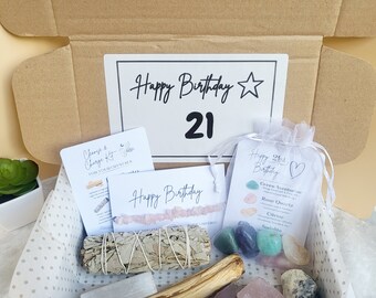 21st Birthday Crystal Gift Box: Gemstone Bracelet & Smudge Kit
