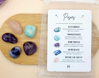 Pisces Zodiac Crystal Set, Astrology Healing Stones For Her