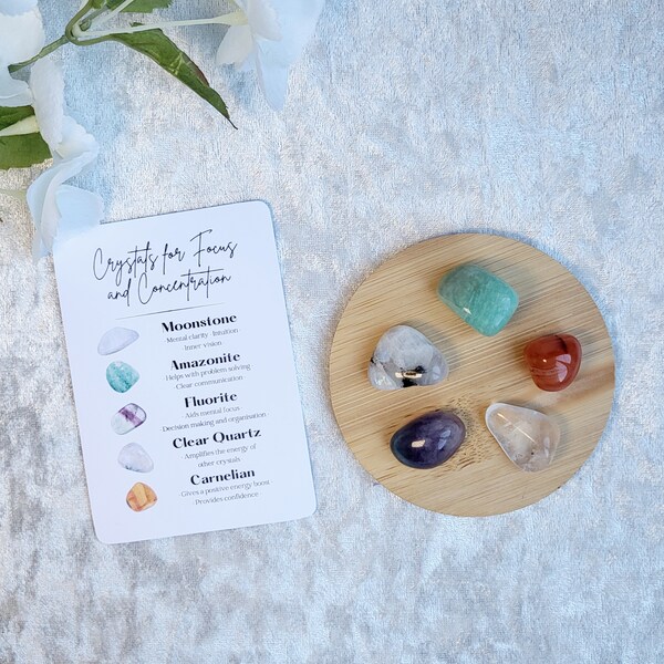 Focus and Concentration Crystals • Crystal Healing Pack For Focus & Concentration • Natural Crystal Gemstones Gift Set •