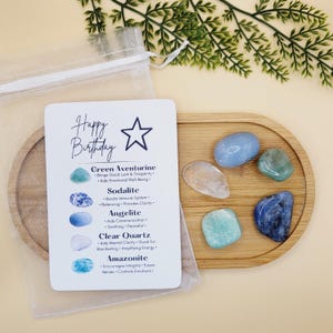 Birthday Gift Crystals Set, Happy Birthday Gift for Him or Her Unique Gift Idea For Woman Gift Gemstones Gift Set Blue Friend Birthday Gift