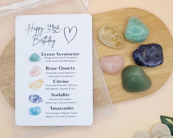 21st Birthday Crystal Gift Set, Tumbled Gemstones Present, Spiritual Gifts For Women Turning 21, Milestone Birthday For Her