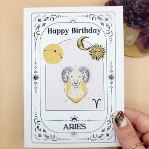 Carte d'anniversaire Bélier / Carte du zodiaque pour anniversaire, Tarot, Carte de signe astrologique, Carte unique, Carte d'astrologie, Carte d'horoscope, Constellation
