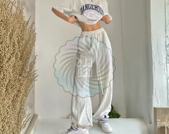 Y2K Baggy Pants , Harajuku Hip Hop Gray Wide Leg Track Pants , Oversized Baggy Sportswear Trousers,Y2K Clothing, Gift for Her