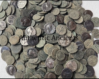 Äkta orena antika romerska mynt av hög kvalitet, ~1700 år gamla! (Silvermynt ingår!)