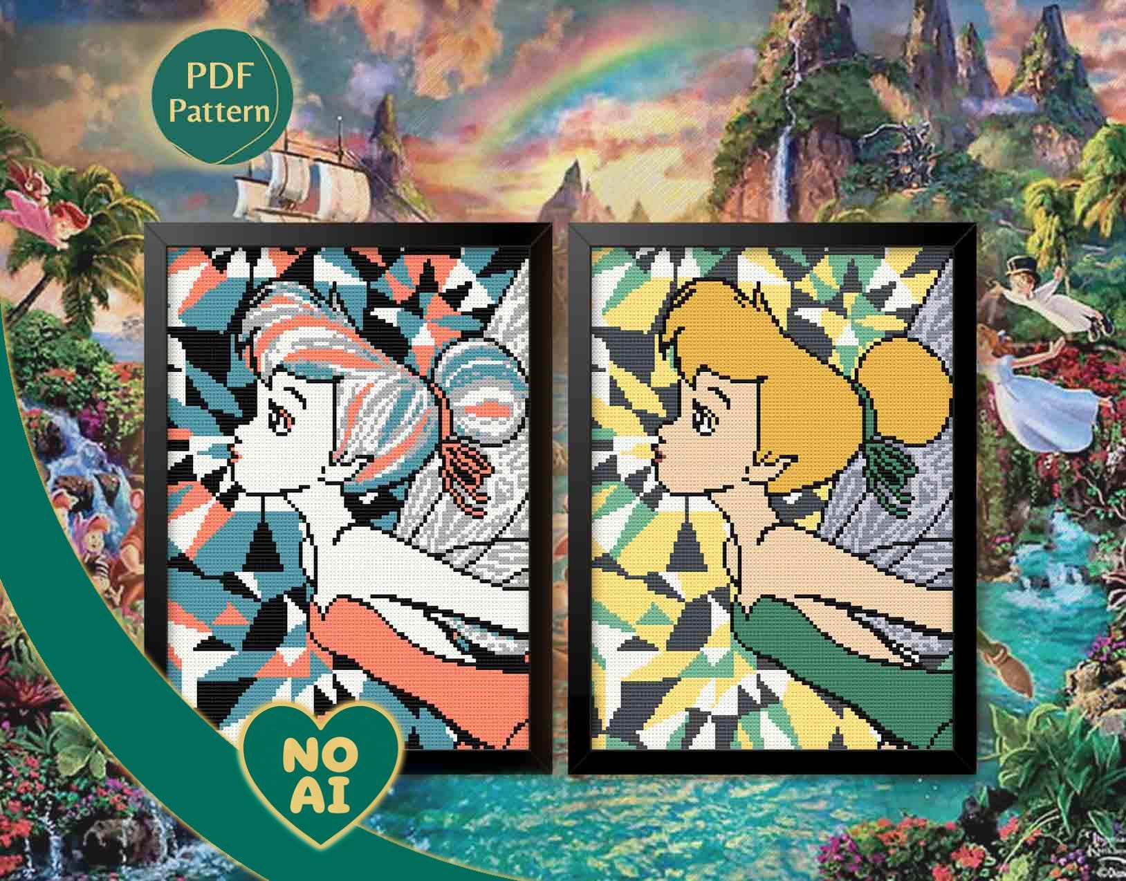 Tinker Bell Color Silhouette Fairy Cross Stitch Pattern PDF Pack - Etsy