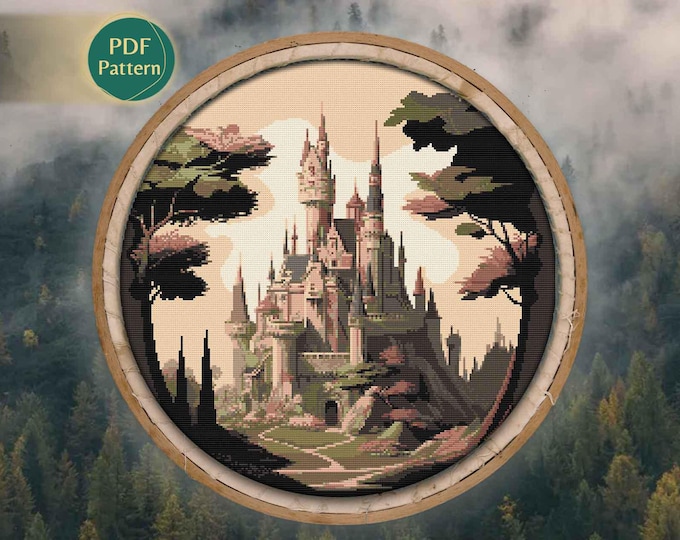 Magic Kingdom Cross Stitch Pattern PDF – Fantasy Castle, Fairytale, Princess Theme, Instant Download